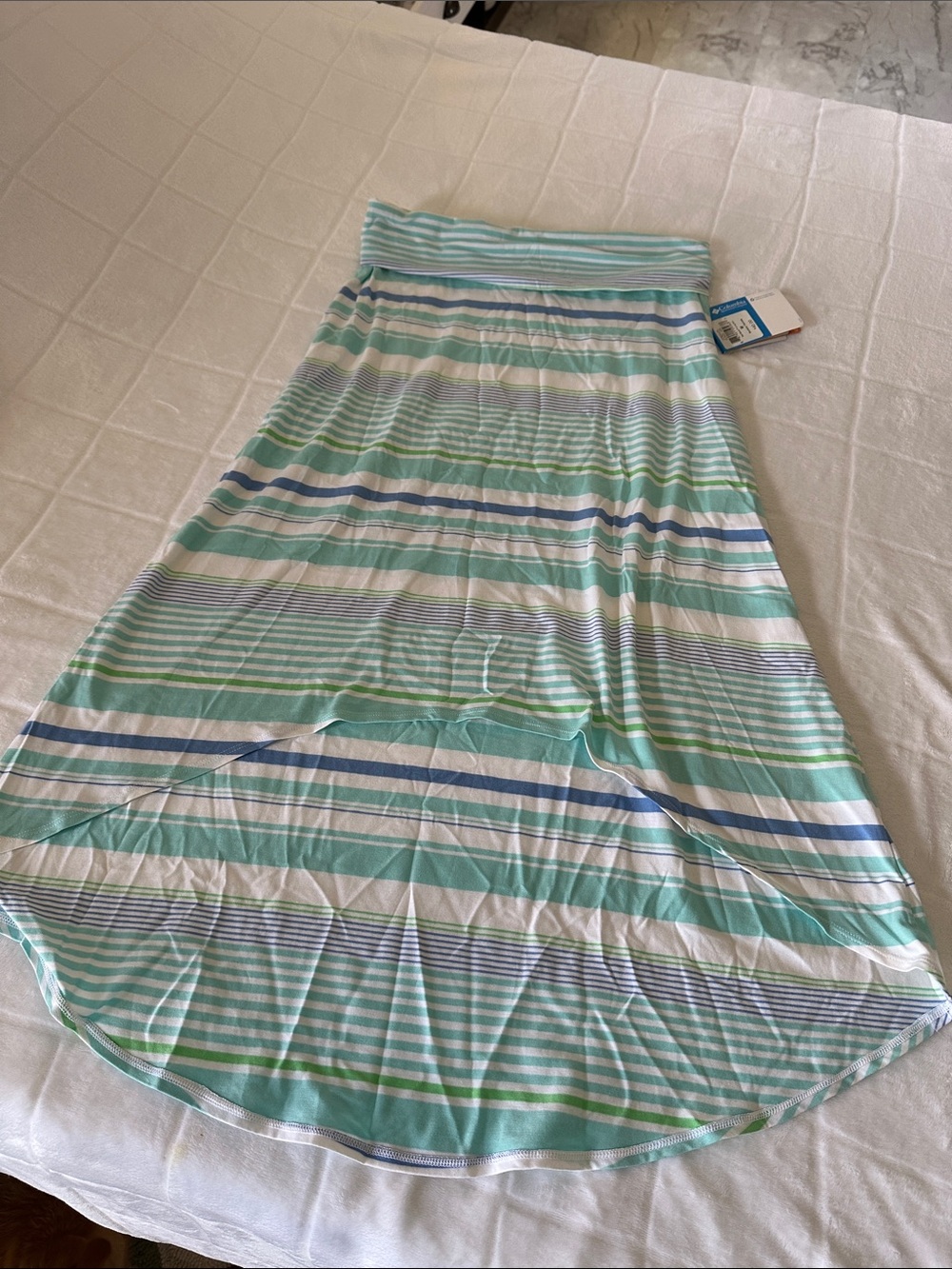Columbia Striped Maxi Skirt in Mint, Blue & White Medium NWT
